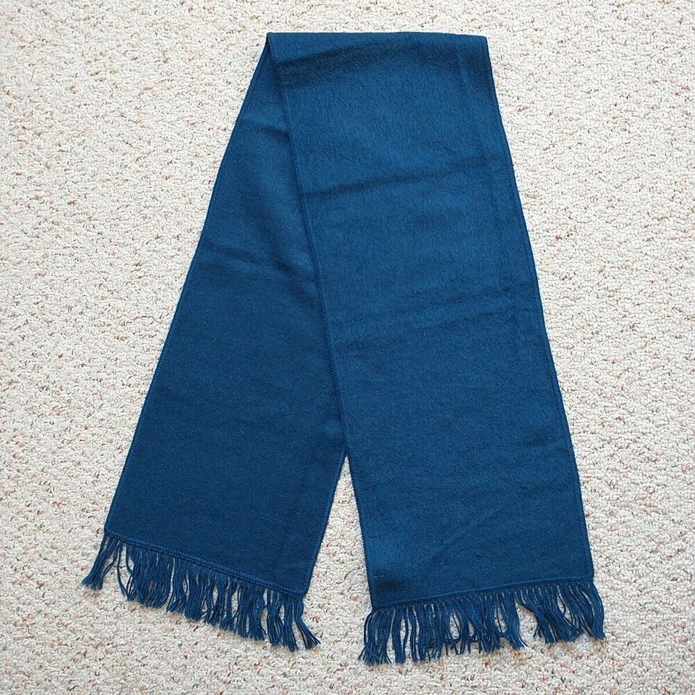 New Indigenous Long Scarf Blue 100% Alpaca Fringes Soft Peru 11.5x61" *FLAW